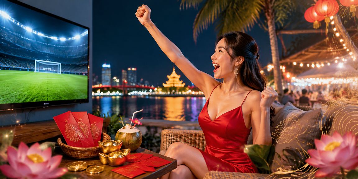Chợ đêm Hà Nội với bao lì xì đỏ và màn hình hiển thị thưởng khuyến mãi từ 793